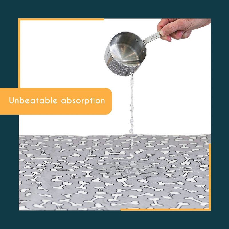 slide 4 of 11, rocket & rex Bone Print Washable Reusable Pee Pads for Dogs - L - Gray - 2ct, 2 ct