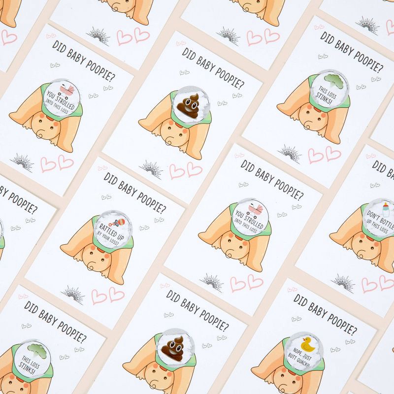 slide 5 of 7, Cotier Brand 30ct 'Did Baby Poopie?' Baby Shower Scratch Off Game Cream, 30 ct