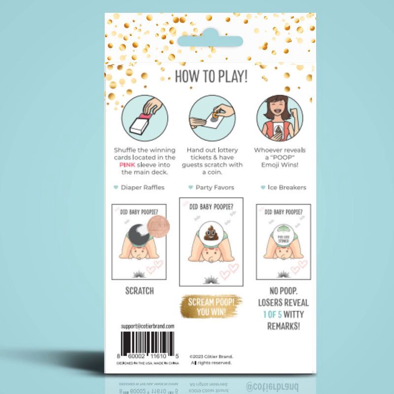 slide 2 of 7, Cotier Brand 30ct 'Did Baby Poopie?' Baby Shower Scratch Off Game Cream, 30 ct