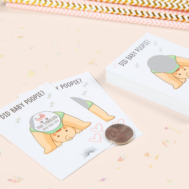 slide 3 of 7, Cotier Brand 30ct 'Did Baby Poopie?' Baby Shower Scratch Off Game Cream, 30 ct