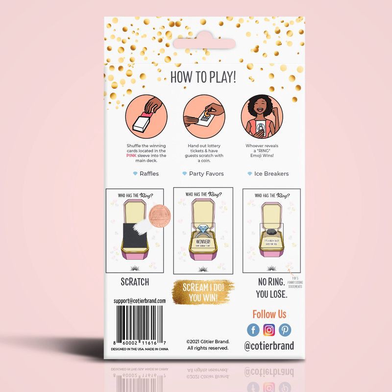 slide 5 of 10, Cotier Brand 30ct 'Who Has The Ring?' Bridal Shower Scratch Off Game, 30 ct