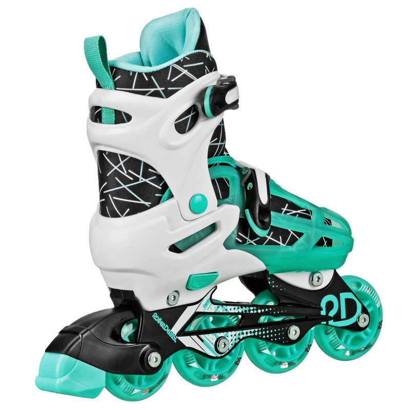 slide 2 of 4, Roller Derby Mint Prodigy Kids' Adjustable Inline-Quad Combo Skates - White/Mint Green S (12-2): Indoor/Outdoor Use, Adjustable Size, 1 ct