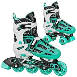 Roller Derby Mint Prodigy Kids' Adjustable Inline-Quad Combo Skates - White/Mint Green S (12-2): Indoor/Outdoor Use, Adjustable Size