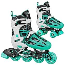Roller Derby Mint Prodigy Kids' Adjustable Inline-Quad Combo Skates - White/Mint Green S (12-2): Indoor/Outdoor Use, Adjustable Size