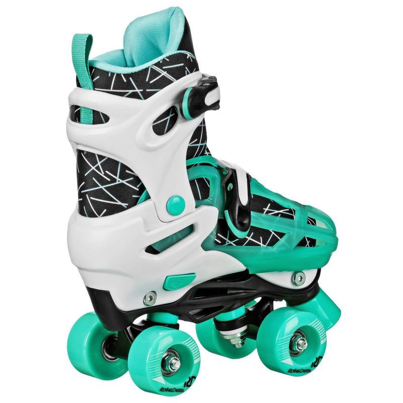 slide 3 of 4, Roller Derby Mint Prodigy Kids' Adjustable Inline-Quad Combo Skates - White/Mint Green M (3-6): Indoor/Outdoor Use, Adjustable Size, Padded Collar, 1 ct