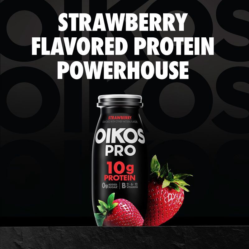 slide 3 of 12, Oikos Pro Strawberry Cultured Dairy Drink - 3.1 fl oz/6ct, 3.1 fl oz, 6 ct