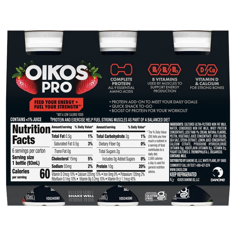 slide 11 of 12, Oikos Pro Strawberry Cultured Dairy Drink - 3.1 fl oz/6ct, 3.1 fl oz, 6 ct