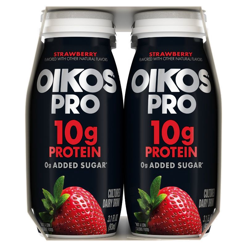 slide 10 of 12, Oikos Pro Strawberry Cultured Dairy Drink - 3.1 fl oz/6ct, 3.1 fl oz, 6 ct