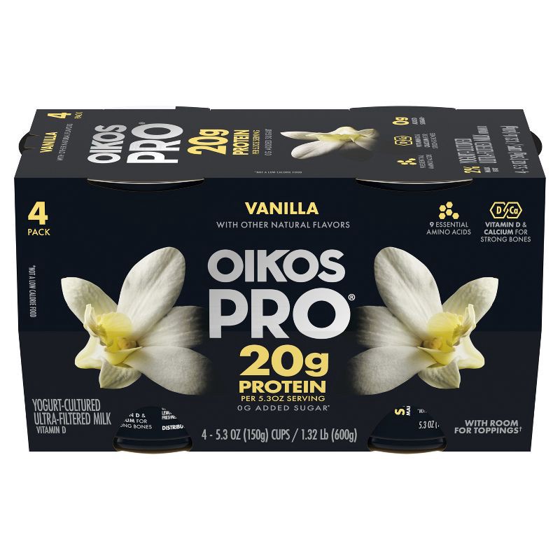 slide 2 of 7, Oikos Pro Vanilla Greek Yogurt - 4ct/5.3oz, 4 ct; 5.3 oz