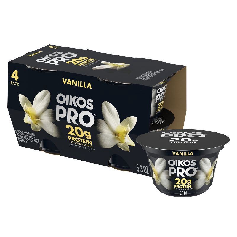 slide 1 of 7, Oikos Pro Vanilla Greek Yogurt - 4ct/5.3oz, 4 ct; 5.3 oz