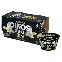 Oikos Pro Vanilla Greek Yogurt - 20g Protein 4ct/5.3oz: Gluten-Free, No Added Sugar