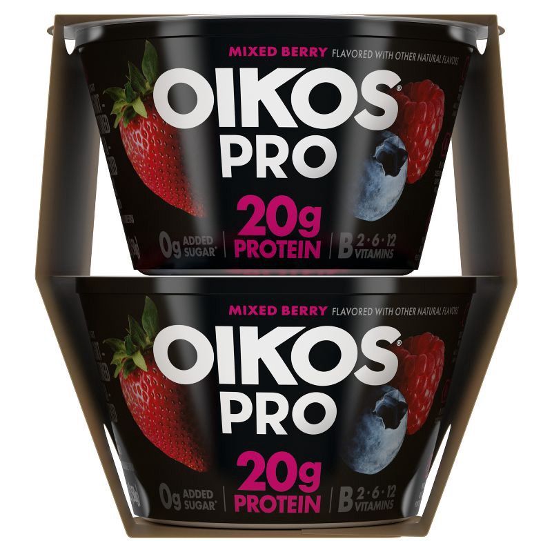 slide 10 of 12, Oikos Pro Mixed Berry Greek Yogurt - 20g Protein 4ct/5.3oz, 20 gram, 4 ct, 5.3 oz