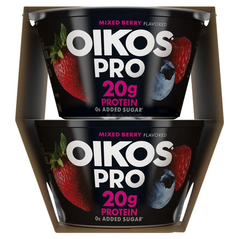 slide 10 of 12, Oikos Pro Mixed Berry Greek Yogurt - 20g Protein 4ct/5.3oz, 20 gram, 4 ct, 5.3 oz