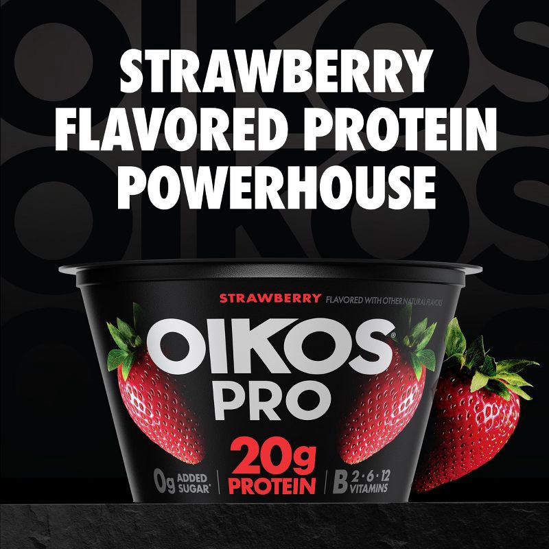 slide 3 of 12, Oikos Pro Strawberry Greek Yogurt - 20g Protein 4ct/5.3oz, 20 gram, 4 ct, 5.3 oz