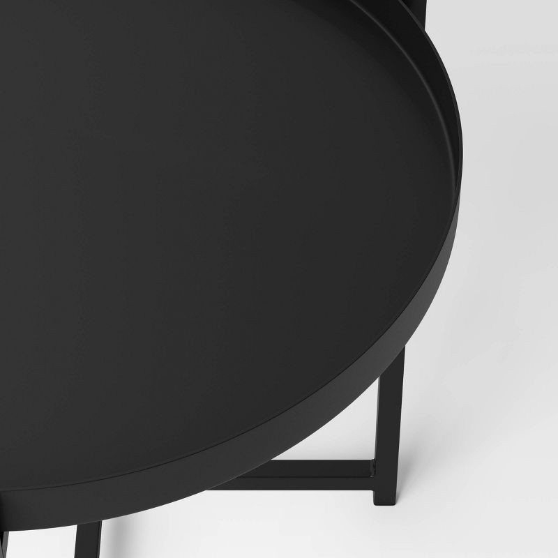 slide 4 of 5, Steel Round Tray Top Outdoor Portable Side Table Black - Room Essentials™, 1 ct