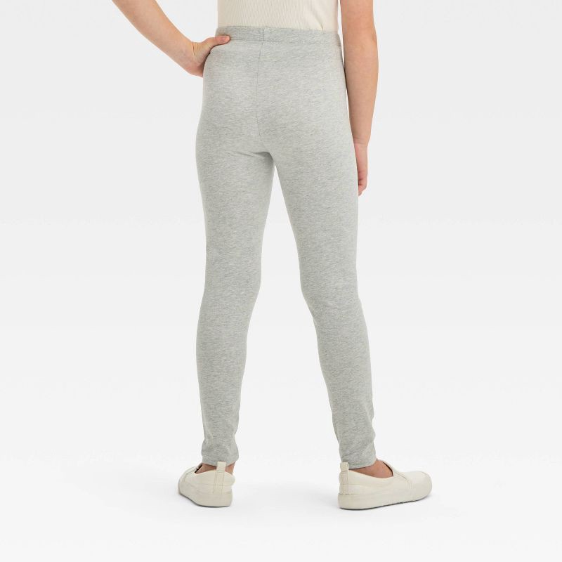 slide 2 of 3, Girls' Leggings - Cat & Jack™ Heather Gray S: Cotton Spandex Blend, High Rise, Skinny Leg, Elastic Waistband, Machine Washable, 1 ct