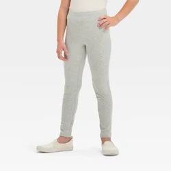 Girls&#x27; Leggings - Cat &amp; Jack™ Heather Gray M: Cotton Spandex Blend, High Rise, Skinny Leg