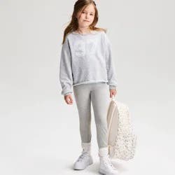 Girls' Leggings - Cat & Jack™ Heather Gray L: Cotton Spandex Blend, High Rise, Skinny Leg, Full Waistband Elastic