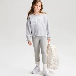Girls' Leggings - Cat & Jack™ Heather Gray XL: Cotton Spandex Blend, High Rise, Skinny Leg
