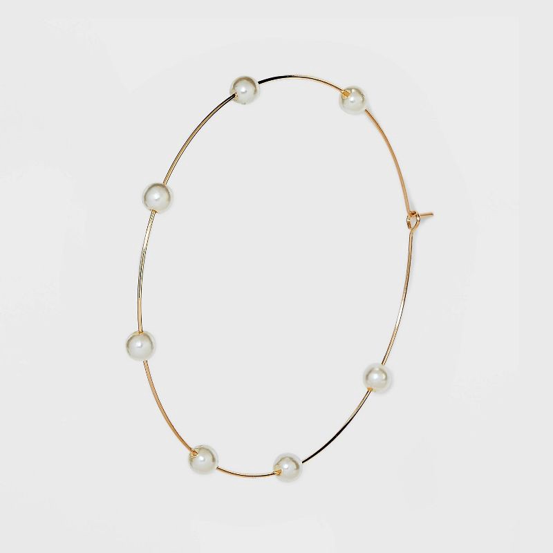 slide 3 of 3, Pearl Hoop Earrings - Wild Fable™ Gold, 1 ct