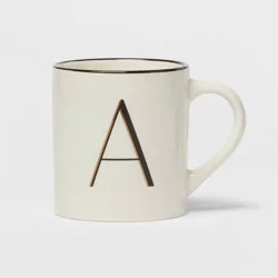 16oz Stoneware Monogram A Mug Ivory - Threshold™: Coffee Mugs with Initial, Microwave & Dishwasher Safe