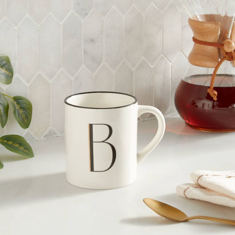 slide 2 of 3, 16oz Stoneware Monogram B Mug Ivory - Threshold™, 16 oz