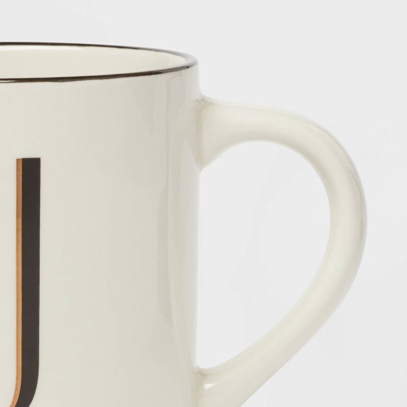 slide 3 of 3, 16oz Stoneware Monogram J Mug Ivory - Threshold™: Coffee Mugs with Initial, Microwave & Dishwasher Safe, 16 oz