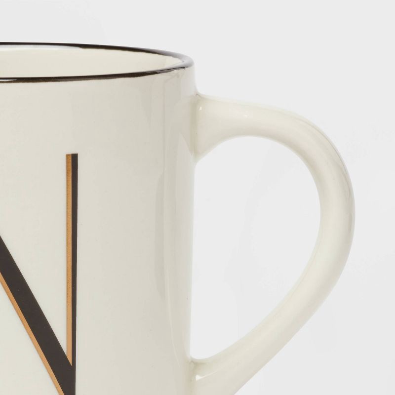 slide 3 of 3, 16oz Stoneware Monogram N Mug Ivory - Threshold™: Initial Coffee Mugs, Microwave & Dishwasher Safe Drinkware, 16 oz