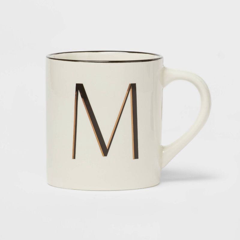 slide 1 of 3, 16oz Stoneware Monogram M Mug Ivory - Threshold™, 16 oz