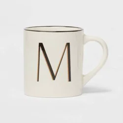 16oz Stoneware Monogram M Mug Ivory - Threshold™