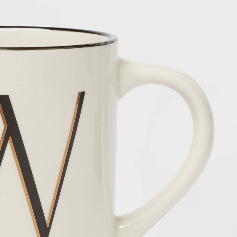slide 3 of 3, 16oz Stoneware Monogram W Mug Ivory - Threshold™: Initial Coffee Drinkware, Microwave & Dishwasher Safe, 16 oz