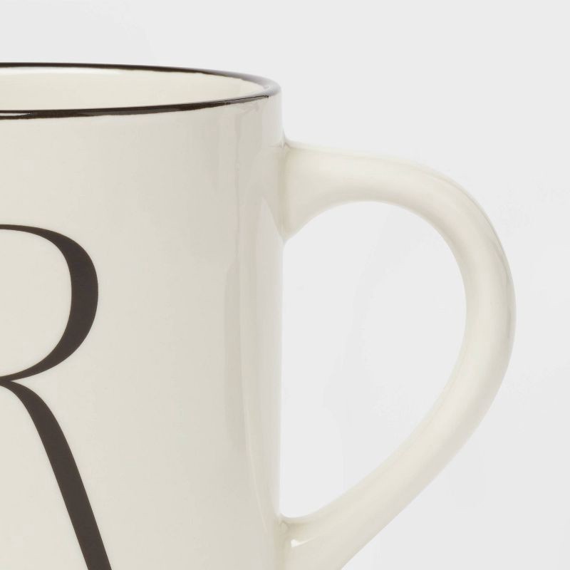 slide 3 of 3, 16oz Stoneware Monogram R Mug Ivory - Threshold™: Initial Coffee Mugs, Microwave & Dishwasher Safe Drinkware, 16 oz