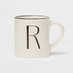 16oz Stoneware Monogram R Mug Ivory - Threshold™: Initial Coffee Mugs, Microwave & Dishwasher Safe Drinkware