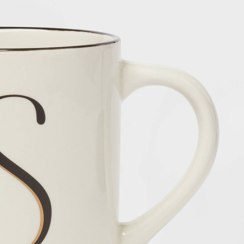 slide 3 of 3, 16oz Stoneware Monogram S Mug Ivory - Threshold™: Initial Coffee Drinkware, Microwave & Dishwasher Safe, 16 oz