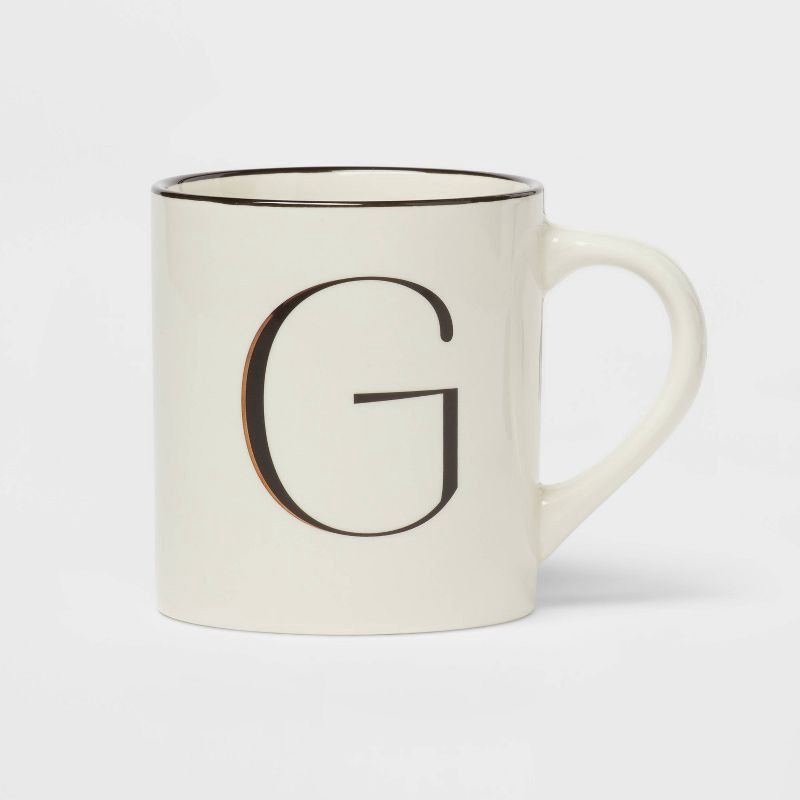 slide 1 of 3, 16oz Stoneware Monogram G Mug Ivory - Threshold™, 16 oz