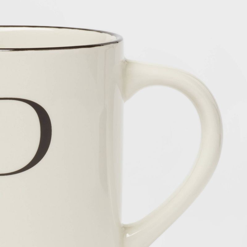 slide 3 of 3, 16oz Stoneware Monogram P Mug Ivory - Threshold™: Initial Coffee Drinkware, Microwave & Dishwasher Safe, 16 oz