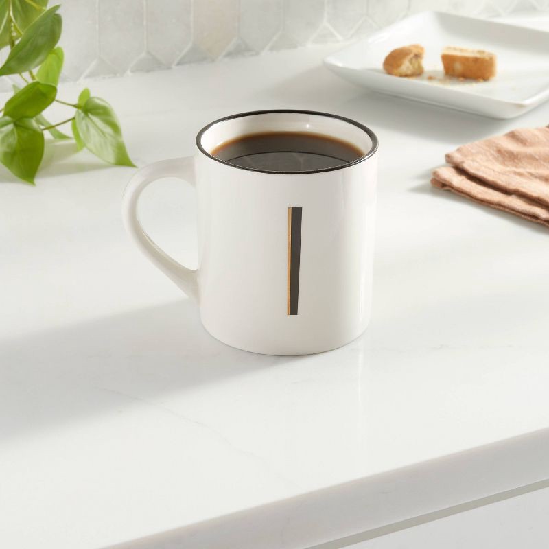 slide 2 of 3, 16oz Stoneware Monogram I Mug Ivory - Threshold™, 16 oz