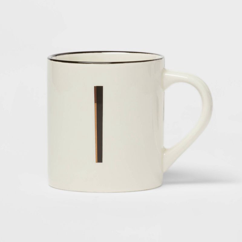 slide 1 of 3, 16oz Stoneware Monogram I Mug Ivory - Threshold™, 16 oz