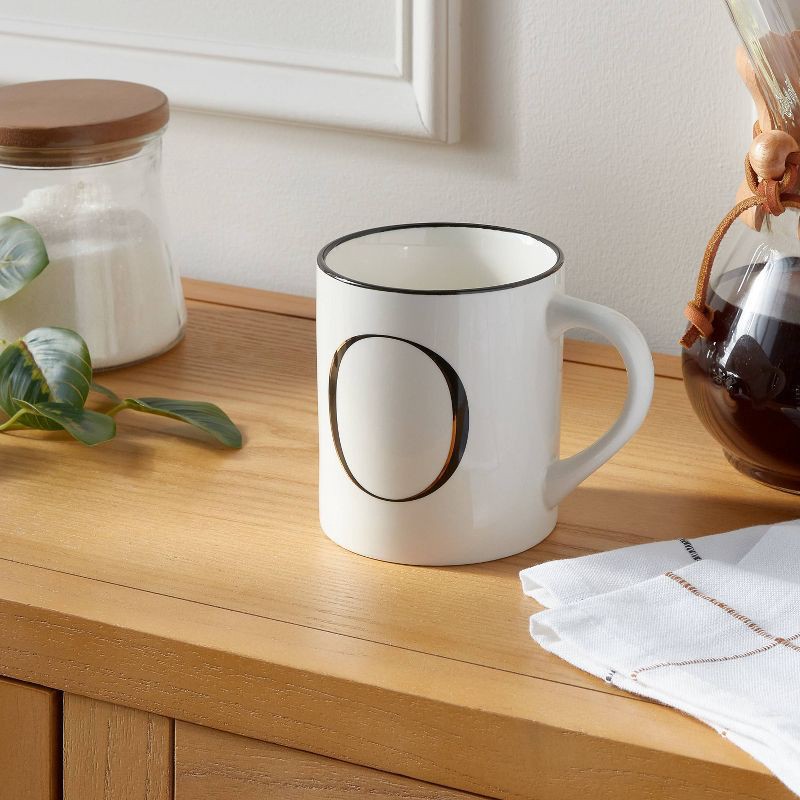 slide 2 of 3, 16oz Stoneware Monogram O Mug Ivory - Threshold™, 16 oz