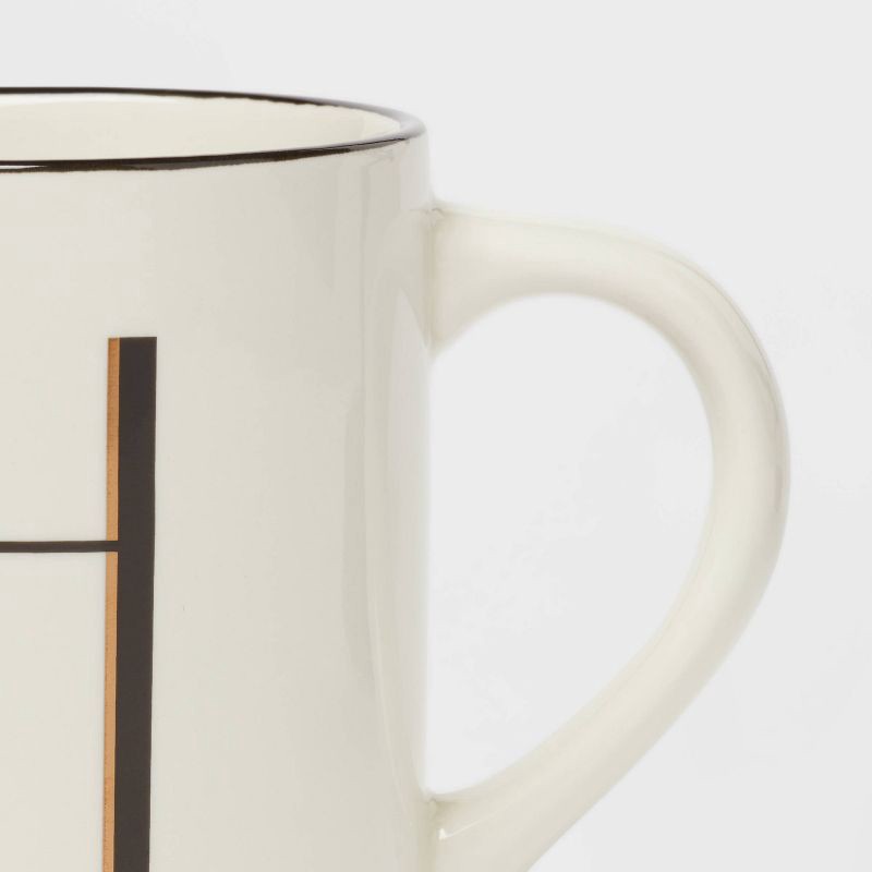 slide 3 of 3, 16oz Stoneware Monogram H Mug Ivory - Threshold™: Initial Coffee Mug, Microwave & Dishwasher Safe, Off-White Drinkware, 16 oz