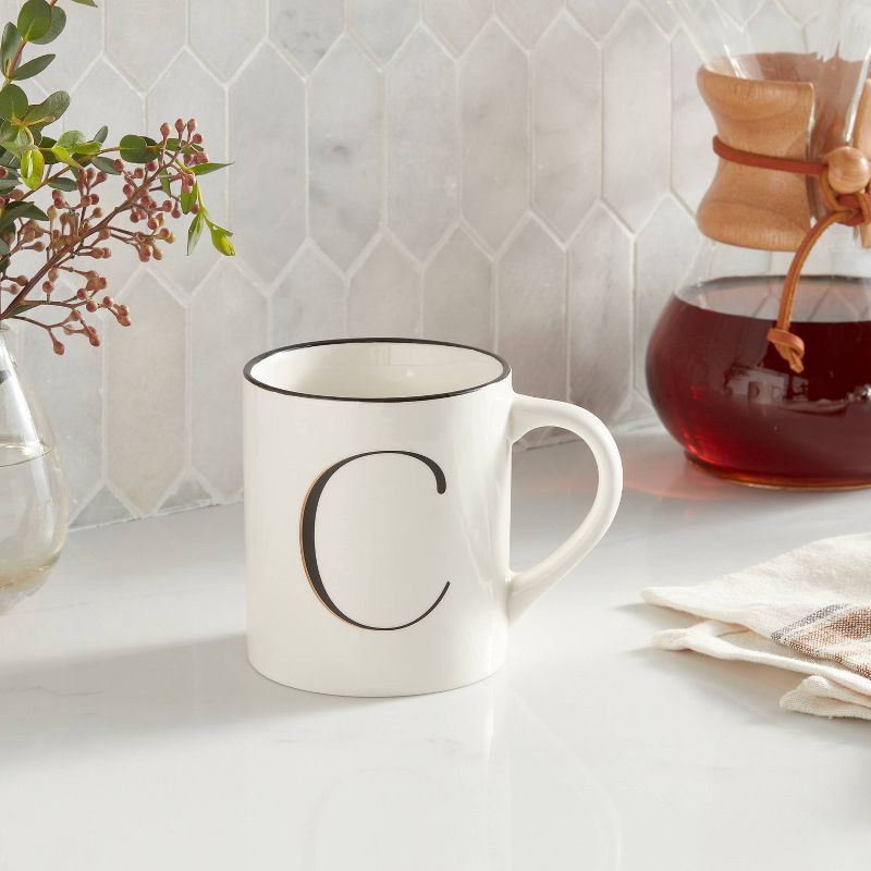 slide 2 of 3, 16oz Stoneware Monogram C Mug Ivory - Threshold™: Initial Coffee Mugs, Microwave & Dishwasher Safe, 16 oz