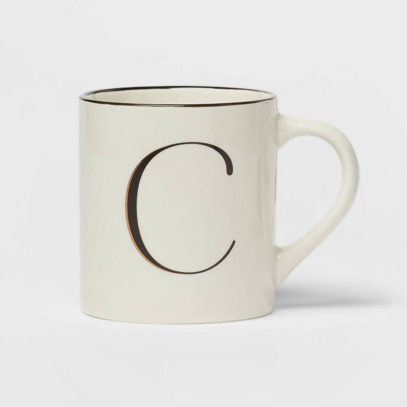 slide 1 of 3, 16oz Stoneware Monogram C Mug Ivory - Threshold™: Initial Coffee Mugs, Microwave & Dishwasher Safe, 16 oz