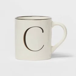16oz Stoneware Monogram C Mug Ivory - Threshold™: Initial Coffee Mugs, Microwave & Dishwasher Safe