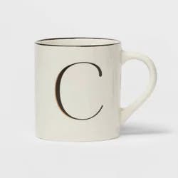 16oz Stoneware Monogram C Mug Ivory - Threshold™: Initial Coffee Mugs, Microwave & Dishwasher Safe