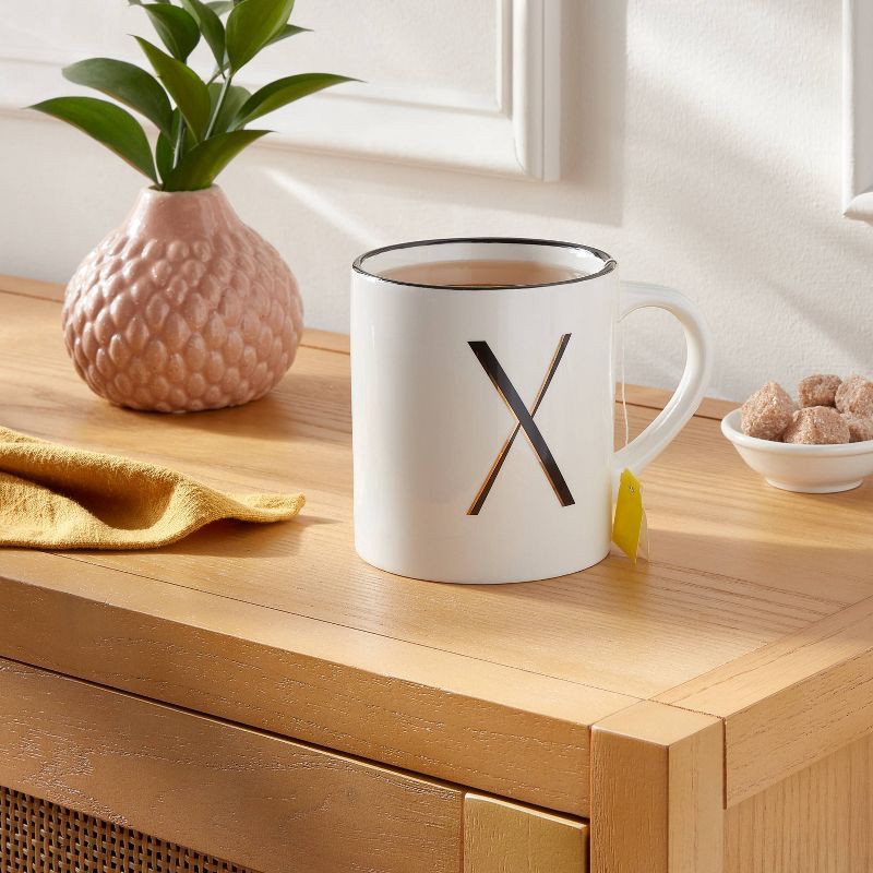 slide 2 of 3, 16oz Stoneware Monogram X Mug Ivory - Threshold™, 16 oz