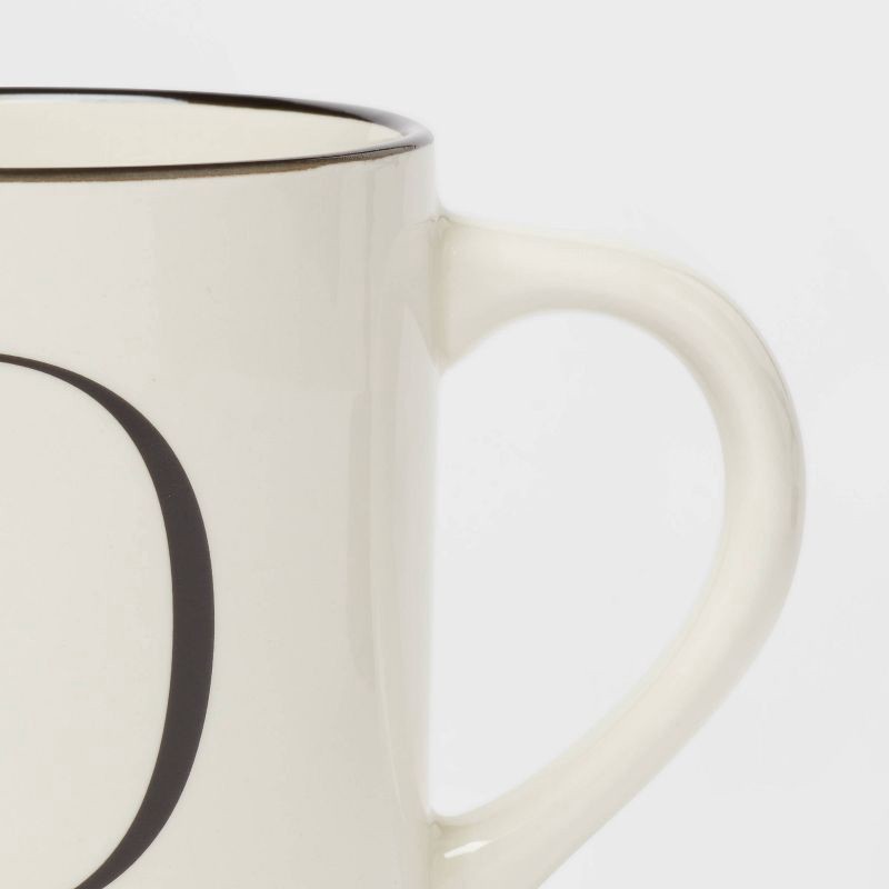 slide 3 of 3, 16oz Stoneware Monogram D Mug Ivory - Threshold™: Initial Coffee Drinkware, Microwave & Dishwasher Safe, 16 oz