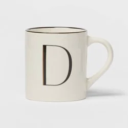 16oz Stoneware Monogram D Mug Ivory - Threshold™: Initial Coffee Drinkware, Microwave & Dishwasher Safe