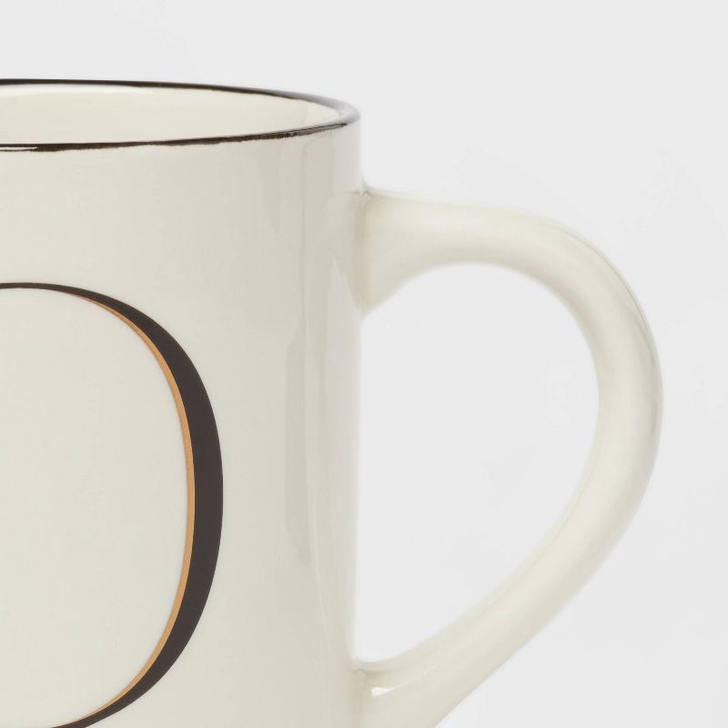 slide 3 of 3, 16oz Stoneware Monogram Q Mug Ivory - Threshold™: Initial Coffee Mug, Microwave & Dishwasher Safe, Off-White Drinkware, 16 oz