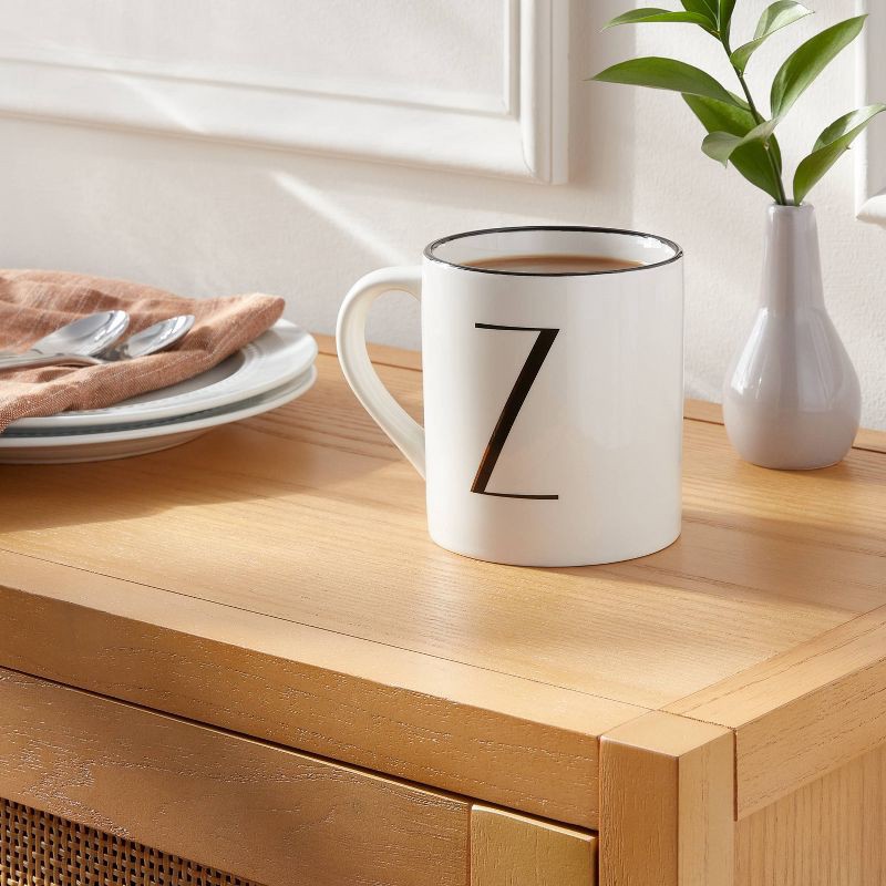 slide 2 of 3, 16oz Stoneware Monogram Z Mug Ivory - Threshold™, 16 oz