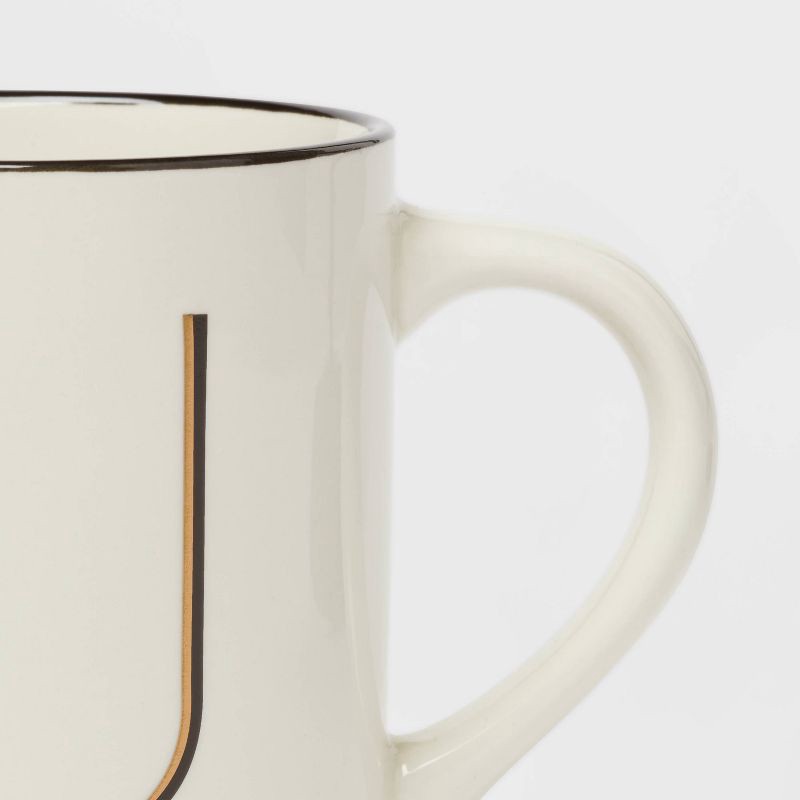 slide 3 of 3, 16oz Stoneware Monogram U Mug Ivory - Threshold™: Initial Coffee Mugs, Microwave & Dishwasher Safe Drinkware, 16 oz